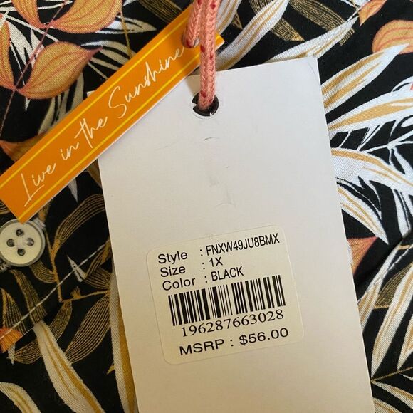 NWT Free Planet Tropical Palm Leaf Button Up Shirt Men's Size 1X Short Sleeve - Picture 12 of 12